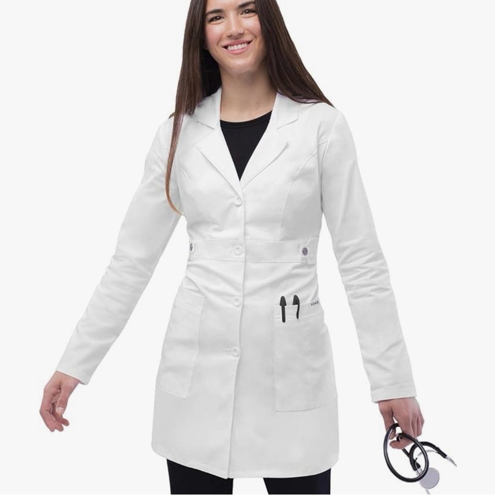 NWT ✨ Adar Universal Stretch Tab Waist Lab Coat Women’s Sz XS Fitted